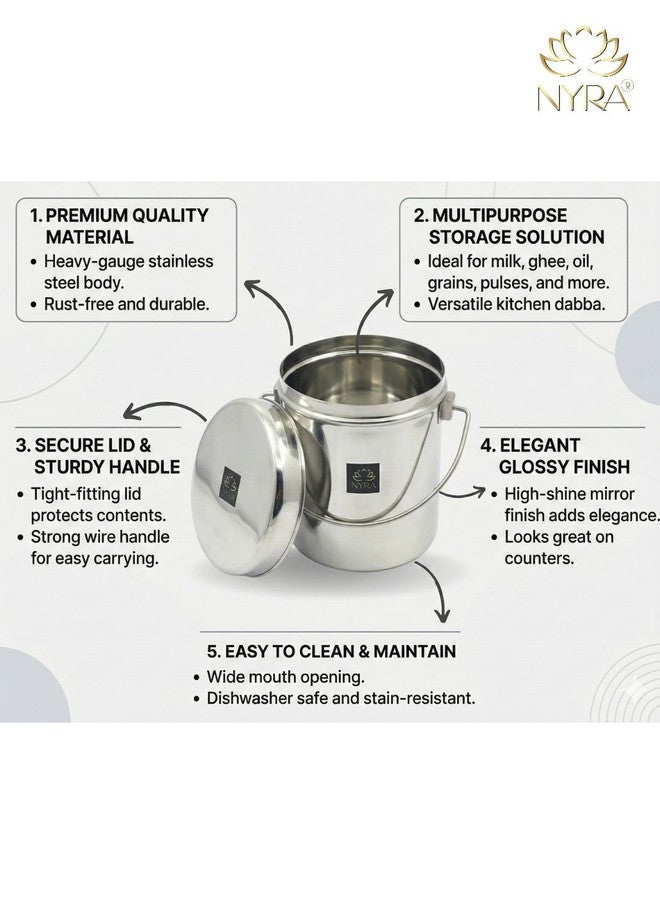 Nyra Kitchenware وعاء حليب من الفولاذ المقاوم للصدأ من نيرا - آمن للغسل في غسالة الصحون - Image 4